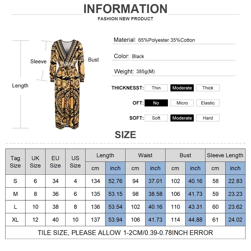 

Women Boho Ethnic Maxi Party Dress with Belt Summer Deep V-neck Elegant Female Beach Long Dresses Retro Long Sleeve Vestidos D30