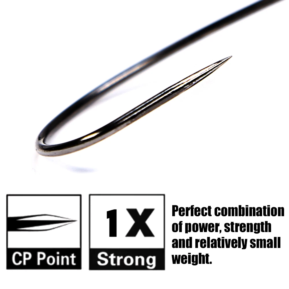 B&U Thin Wire Offset EWG Worm Hook with big rings Carbon Steel Crank Hooks Fishing Accessories For Soft lure tackle 12pcs