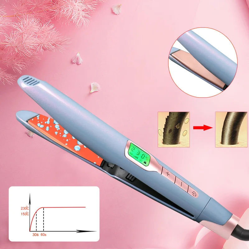 

2 in 1 Twist Hair Straightener Professional Flat Iron LED Twisted Plate Ceramic Curling Iron Heated hair curler & Straightener
