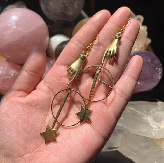 Позолоченные серьги подвески в виде звезд Солнца и Луны ювелирные изделия стиле