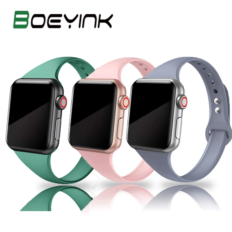Ремешок для apple watch band 44 мм 40 тонкий спортивный мягкий силиконовый браслет iwatch 5 4 3