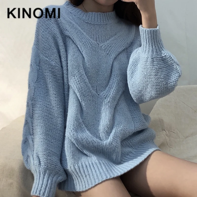 KINOMI осень-зима свободные женские свитера с длинным рукавом пуловер корейский