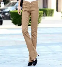 Размера плюс длинные штаны ярких цветов эластичные джинсы женские брюки тонкие