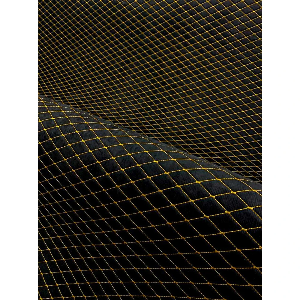 Искусственная замша триплированная стеганая Take&ampDo . Цвет Черный Ромб | Дом и сад