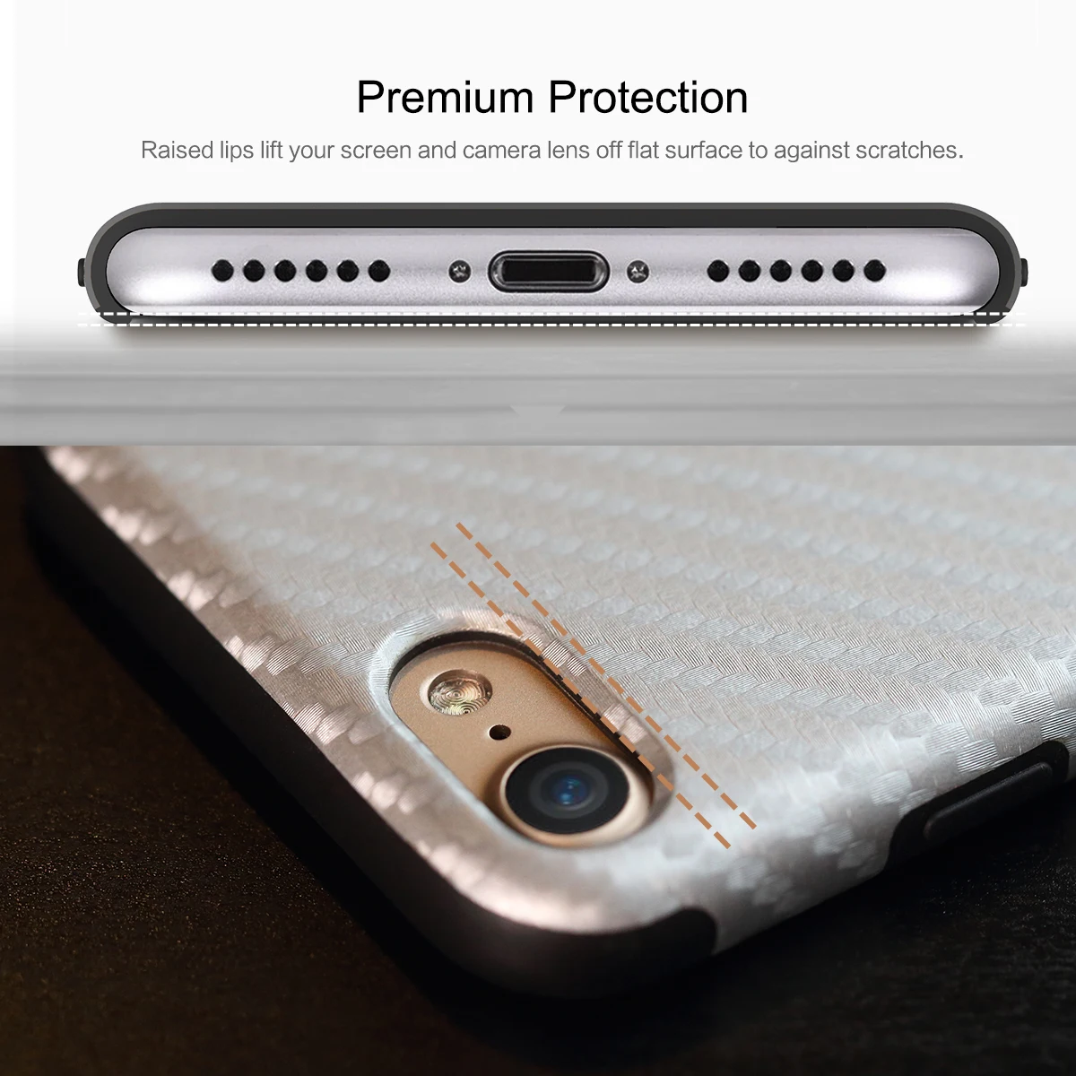 Текстурированный чехол ROCK из углеродного волокна для iPhone 7 Plus 8 Plus, задняя крышка для iPhone 8 7, адсорбционный противоударный чехол