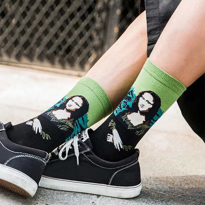 5 пар хлопковых мужских носков с принтом в стиле ретро Осень зима счастливые