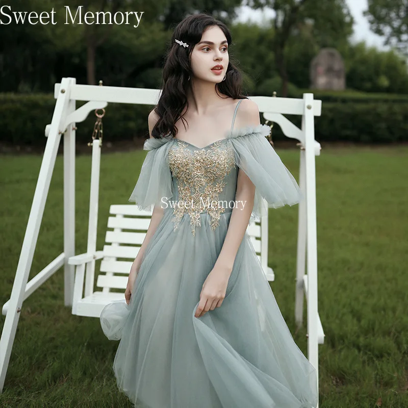 Женское кружевное платье подружки невесты зеленое вечернее с аппликацией и