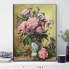 HUACAN вышивка крестиком цветы хлопок нить вышивка Наборы живопись Сделай Сам Рукоделие 14CT украшение дома