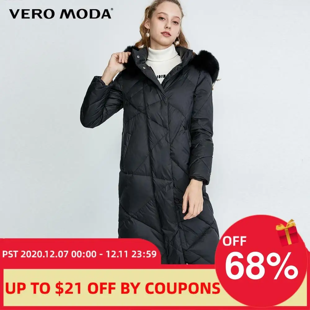 Длинная пуховая парка с меховым воротником на 90% белом утином пуху Vero Moda |
