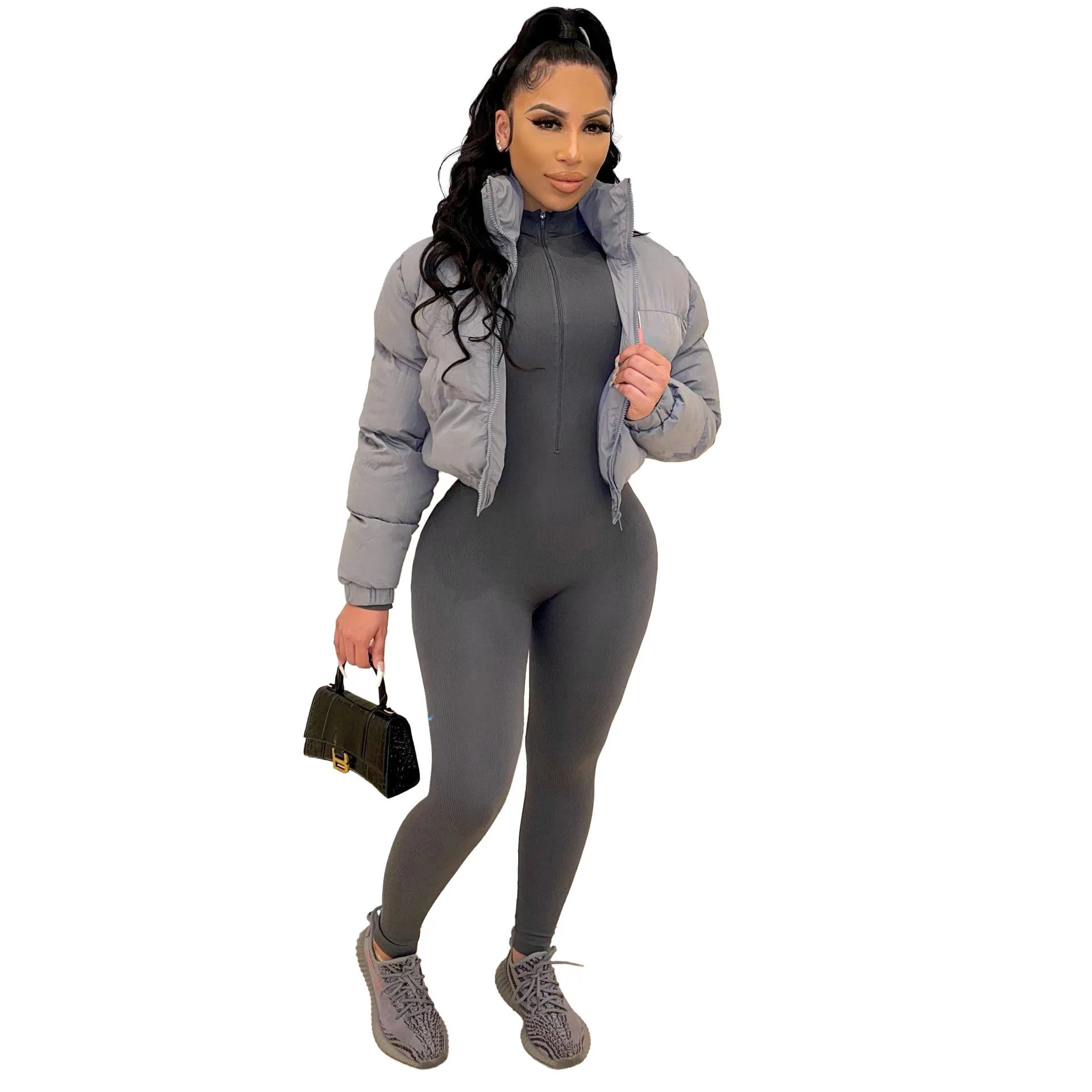 

Jackets Coats for Women Winter Fashion Zipper Casual Bread Down Puffer Jacket High Street Clothing