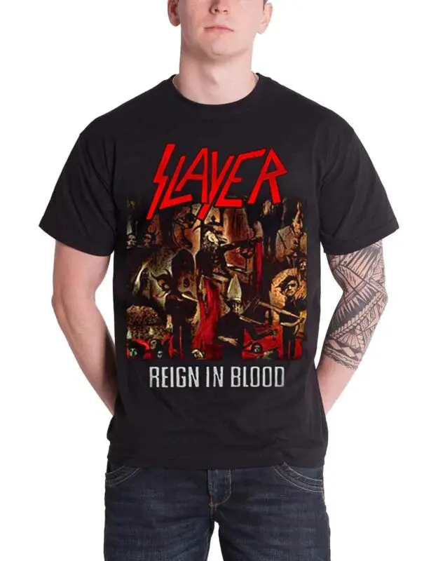 Slayer футболка Reign In Blood Killer альбом группа логотип Официальный мужской новый черный