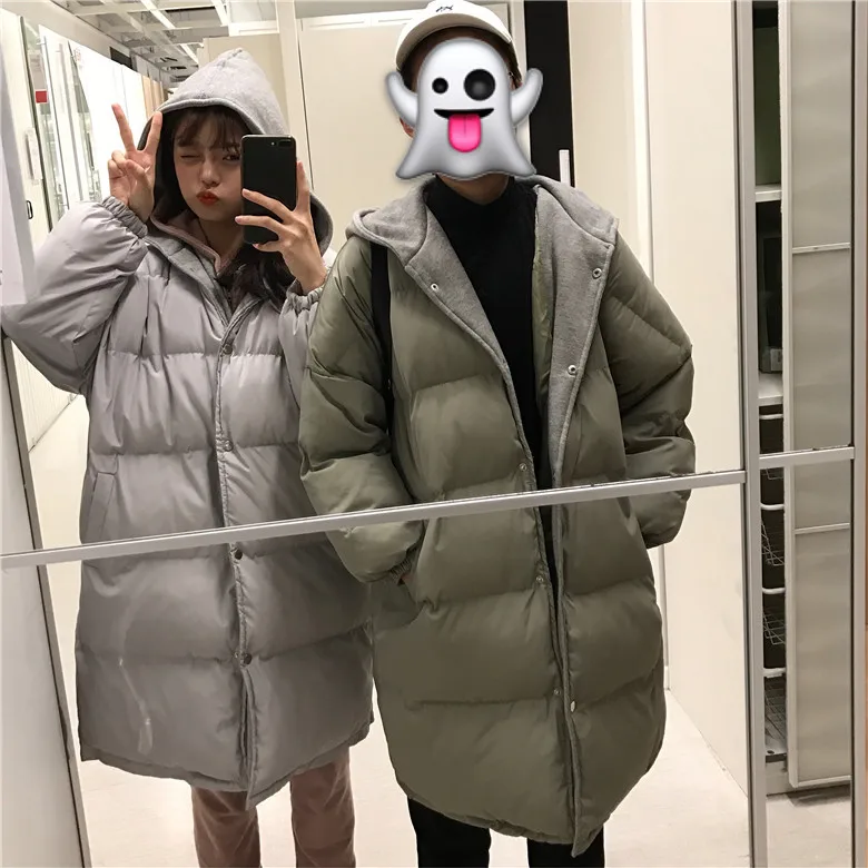 2511# зимнее женское платье в Корейском стиле, однобортное худи с капюшоном средней длины, одежда с хлопковой подкладкой, хлопковое пальто для улицы