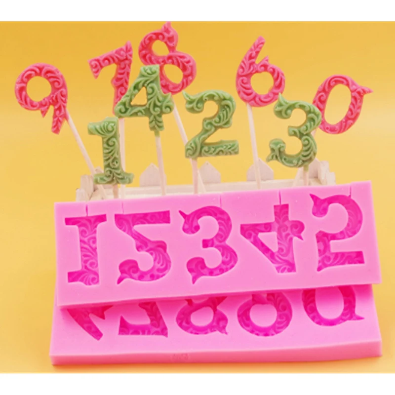 Новая мода розовый 0 9 цифровой высококачественный силиконовый помадка торт