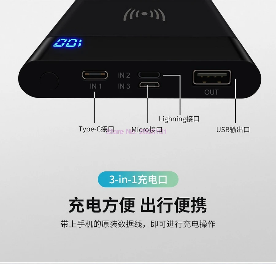 20 шт. Qi Беспроводное зарядное устройство 8000 мАч Power Bank для Samsung Galaxy Note 9 S9 Plus