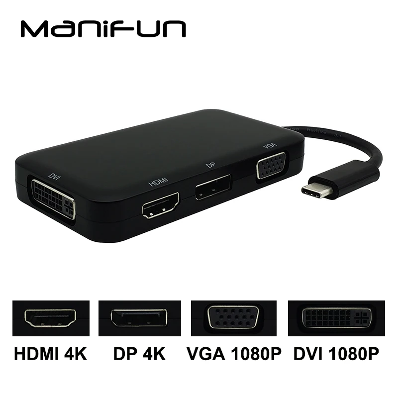 USB C type к HDMI VGA DVI DP display port адаптер 3 1 конвертер для Macbook Chromebook Pixel|display converter|to hdmihdmi vga |