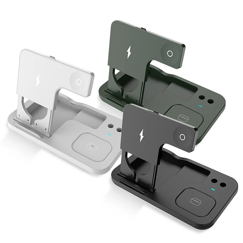 

Foldable 4 in 1 Qi Wireless Charger For iPhone 12 Pro Max X XS 8 15W Type C Fast Charging Dock Stand for iWatch 5 4 3 2 Airpods