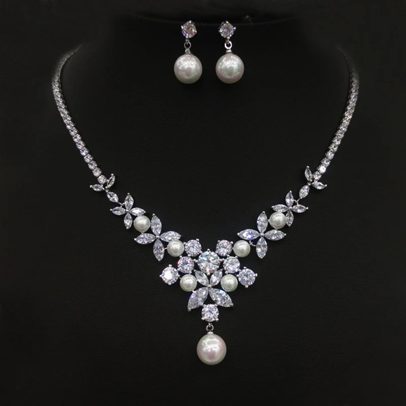 

Женский Свадебный комплект из искусственного жемчуга и фианита