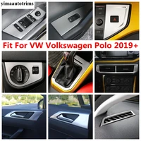 stainless steel interior head light button water cup frame air ac outlet vent cover trim for vw volkswagen polo 2019 2022