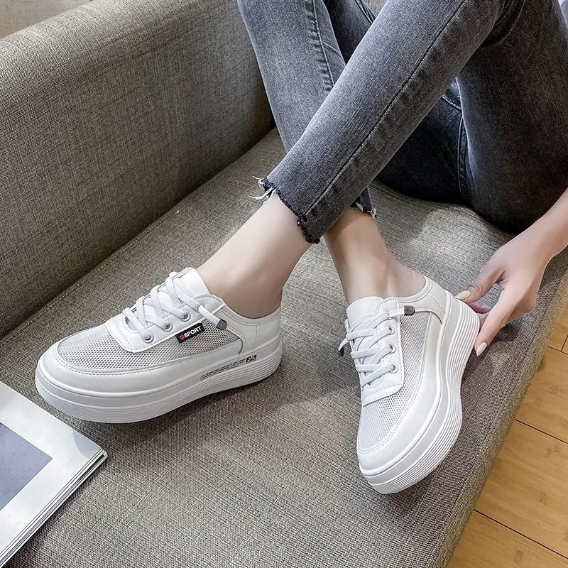 

Trendy Thick-soled Sponge Cake Lazy Baotou Half Slippers Women's Outer Wear Fashion Net Red Net Surface 2021 New Summer Women