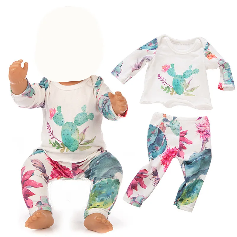 Cactus 1 set 18 дюймов США Девочка Кукла одежда подходит 43 см кукла 4 цвета комбинезон плюшевая одежда для ползания лучший подарок для детей кукла - Цвет: Cactus 1 set
