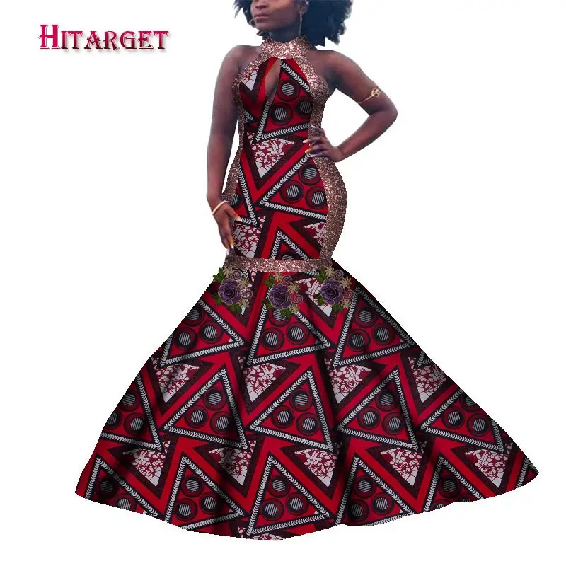 2021 African dress Party dress Multi-color floral dress Fashionable dress Sleeveless dress Tight skirt traditional dress wy7879