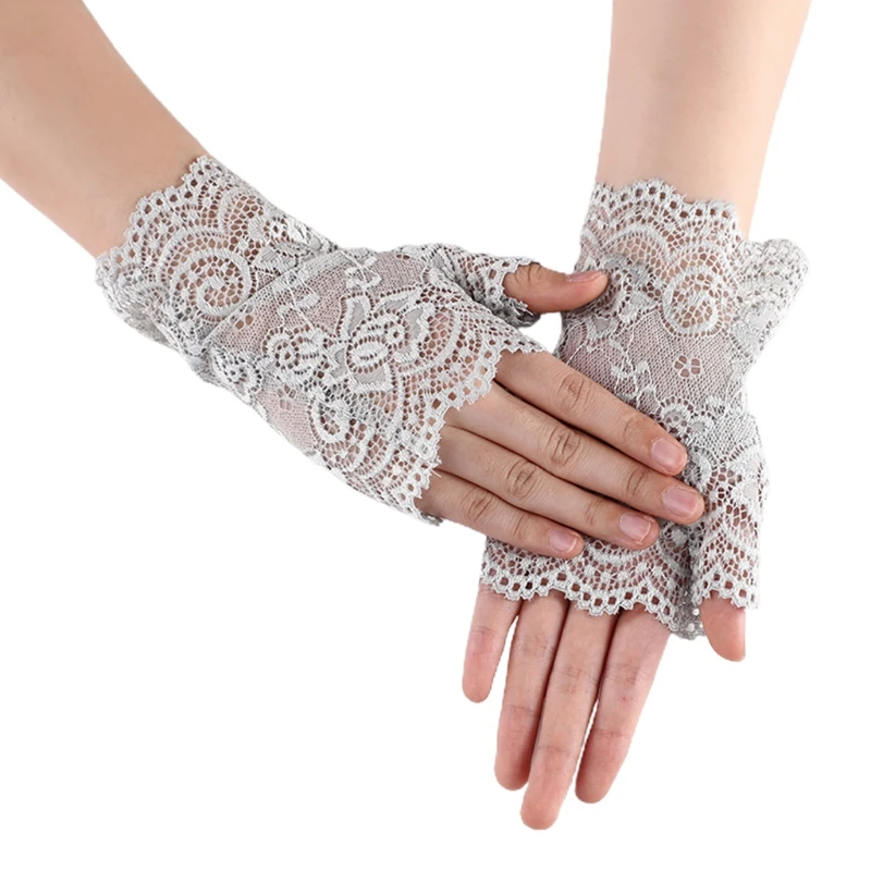 

Женские перчатки без пальцев K1ME, свадебные кружевные перчатки с цветочным орнаментом