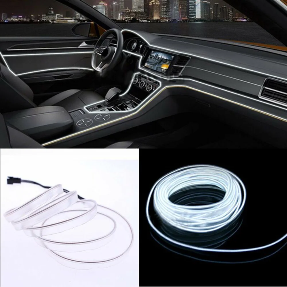Светодиодная лента белая 2 м 12 В для украшения салона автомобиля флуоресцентная