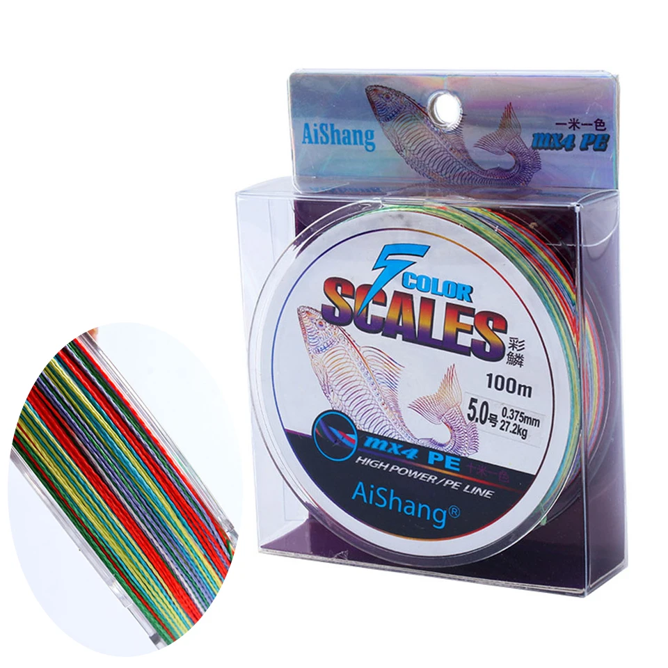

100M Multifilament PE Fishing Line 4 Strands Braided Fishing Wire Japan Multicolour Super Strong Carp Fishing Wire