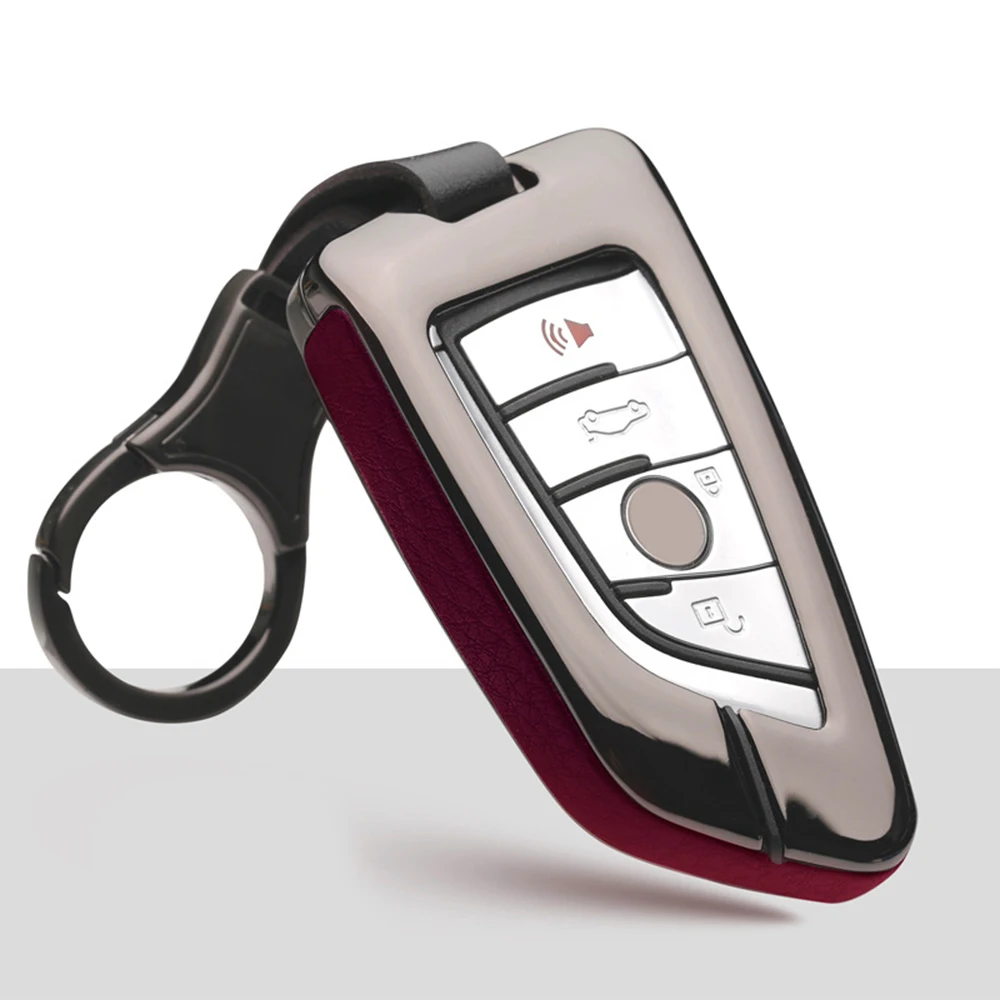 

Zinc Alloy Leather Car Smart Remote Key Fob Case Cover Holder For BMW X5 F15 X6 F16 G30 7 Series G11 X1 F48 F39 Car Accessories