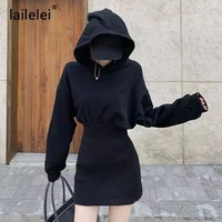 hoodies sweatshirt knitted dress mini black long sleeve cotton winter vestido corto casual korean harajuku fall 2020 robe femme