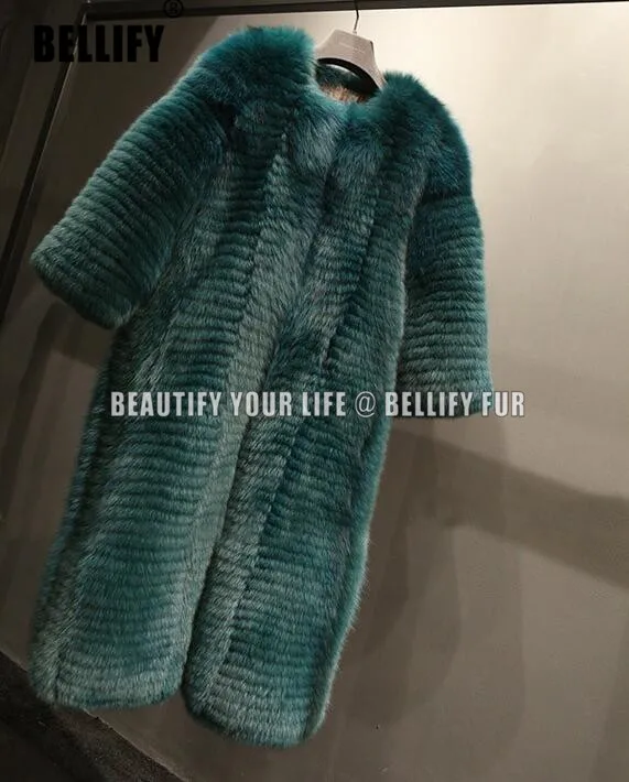 

Роскошное пальто из натурального лисьего меха, облегающая куртка средней длины, женские пальто, меховая уличная одежда, теплая осенне-зимня...