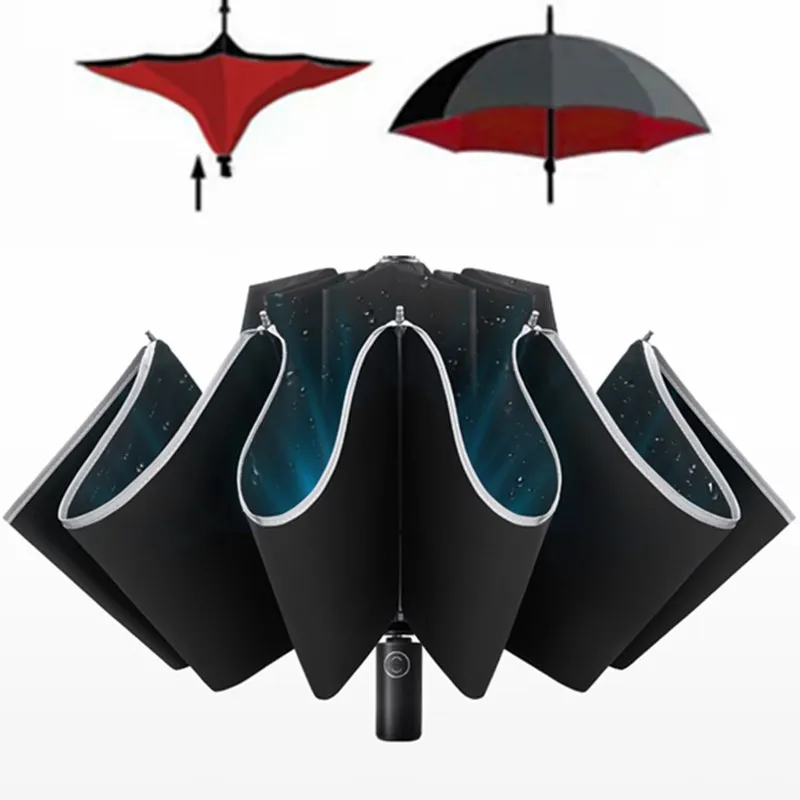 Maxairms Outdoor Tools Automatic Umbrella Men LED Windproof Reverse Folding Rain Car Umbrellas Strong | Спорт и развлечения