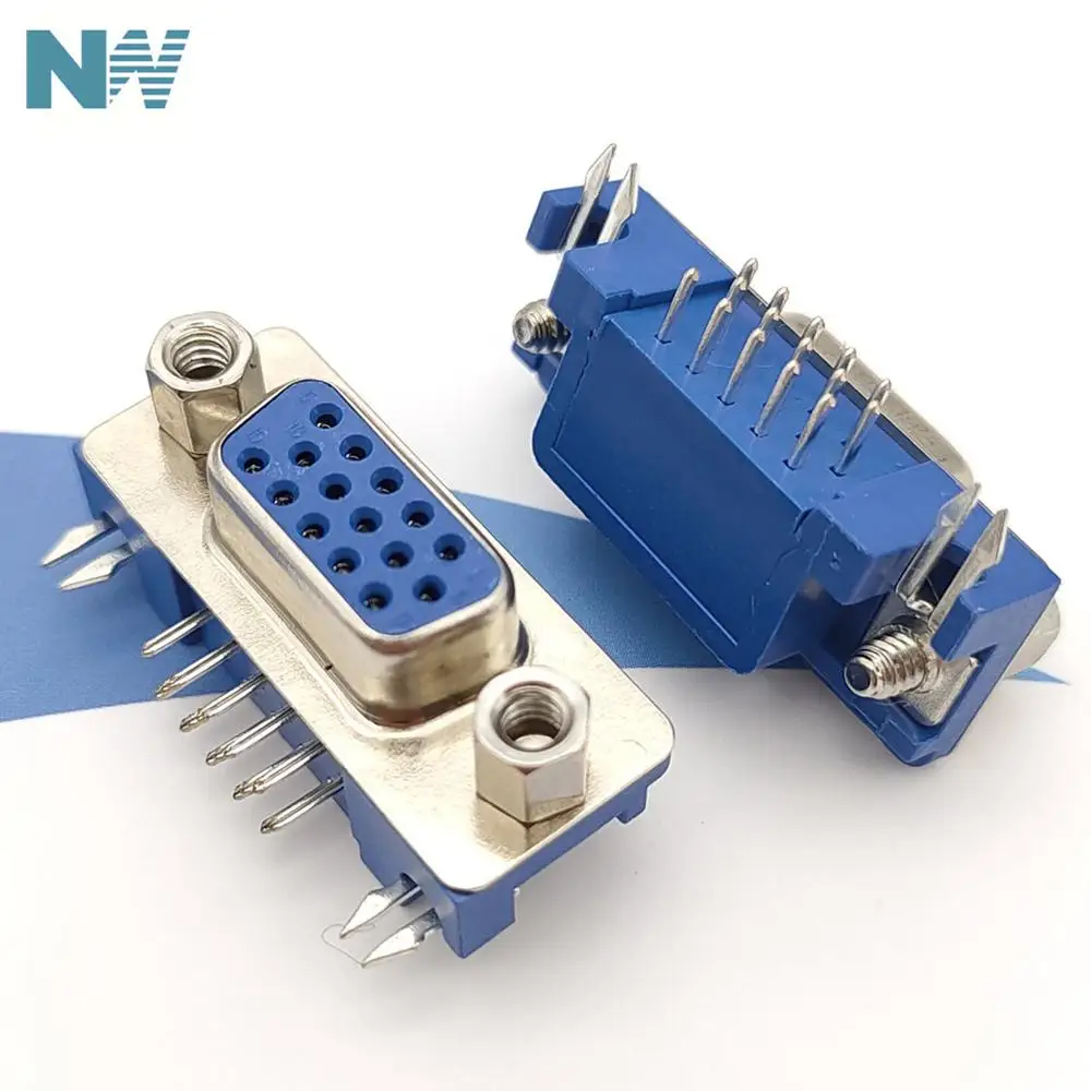 5 шт./лот Db15 Dr15 3 ряда синий параллельный порт 15 Pin D Sub Женский способ Pcb 90 градусов