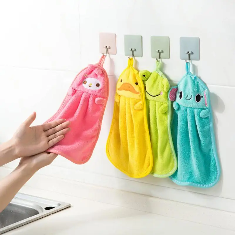 

Soft Plush Hand Towel Wipe Hanging Bathing Towel For Bathroom Strong Efficient Cleaning Skin-friendly Towel Kitchen