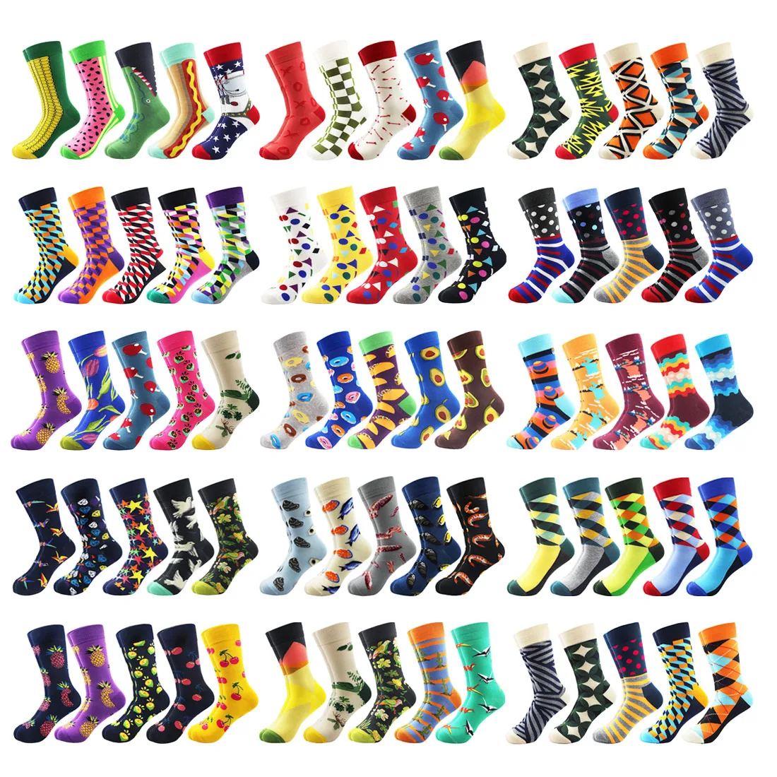 Носки мужские разноцветные, из пара/лот чесаного хлопка, 5 носки для скейтеров от AliExpress WW