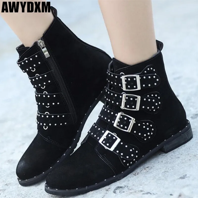 Женские ботинки зимние женские Ботинки Martin на плоской подошве с круглым носком и