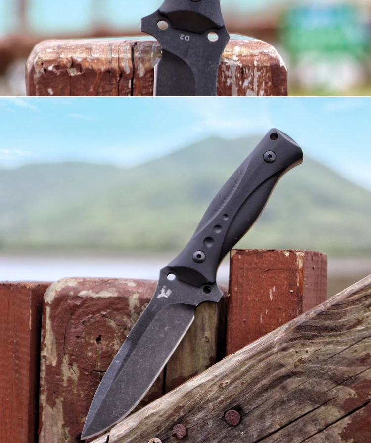 LENGREN открытый D2steel прямое лезвие G10Handle инструмент для выживания в природе тактические ножи для охоты североамериканский охотничий нож