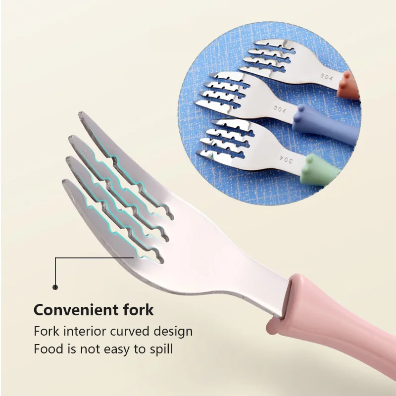 2 шт. милые детские столовые приборы из нержавеющей стали с рисунком детская