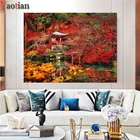 5d алмазная живопись японский красный кленовый храм DIY Алмазная вышивка полный дрель квадратный круглый осенний пейзаж Вышивка крестом Декор