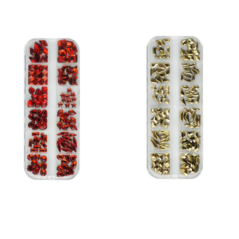 

120pcs Nail Art Rhinestones Crystal Gems Mixed Shape Flatback 3D Tips Nail Glitter Art Decoration