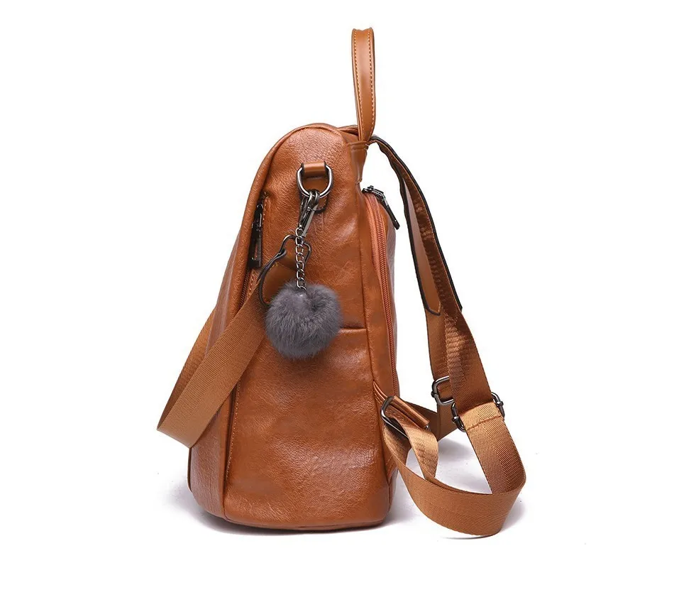 Mochila femenina anti robo clasica de cuero PU color sólido mochila canta moda bolso hombro|Женские рюкзаки| |
