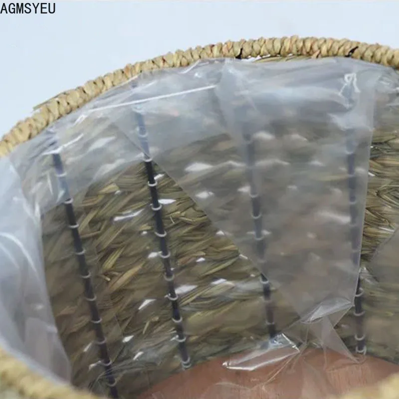 AGMSYEU креативная соломенная цветочная корзина цветочный горшок с ножкой