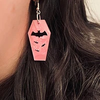 egirl jewelry pink coffin bat earrings punk acrylic gothic earrings for women cool accessories fashion accessories vintage