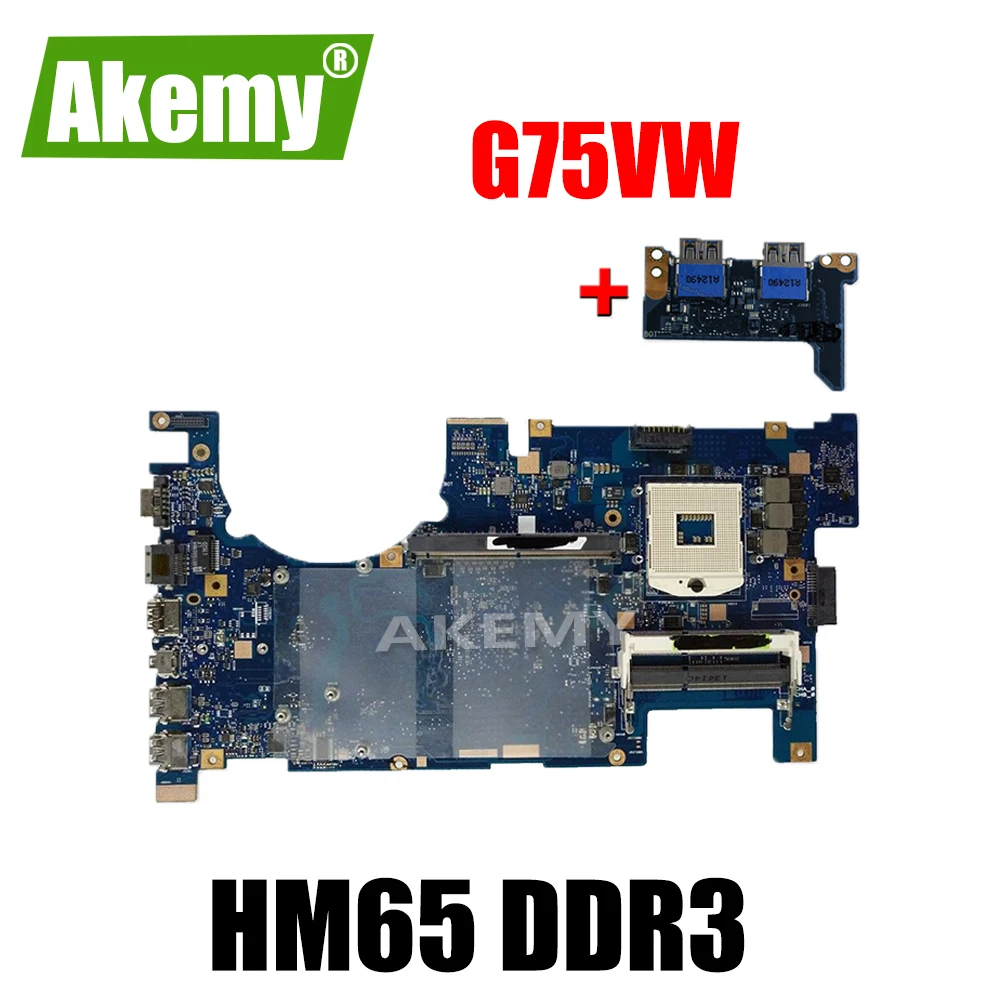 Отправка платы + G75VW материнская плата 2D HM65 DDR3 для Asus G75V G75VX ноутбука тест