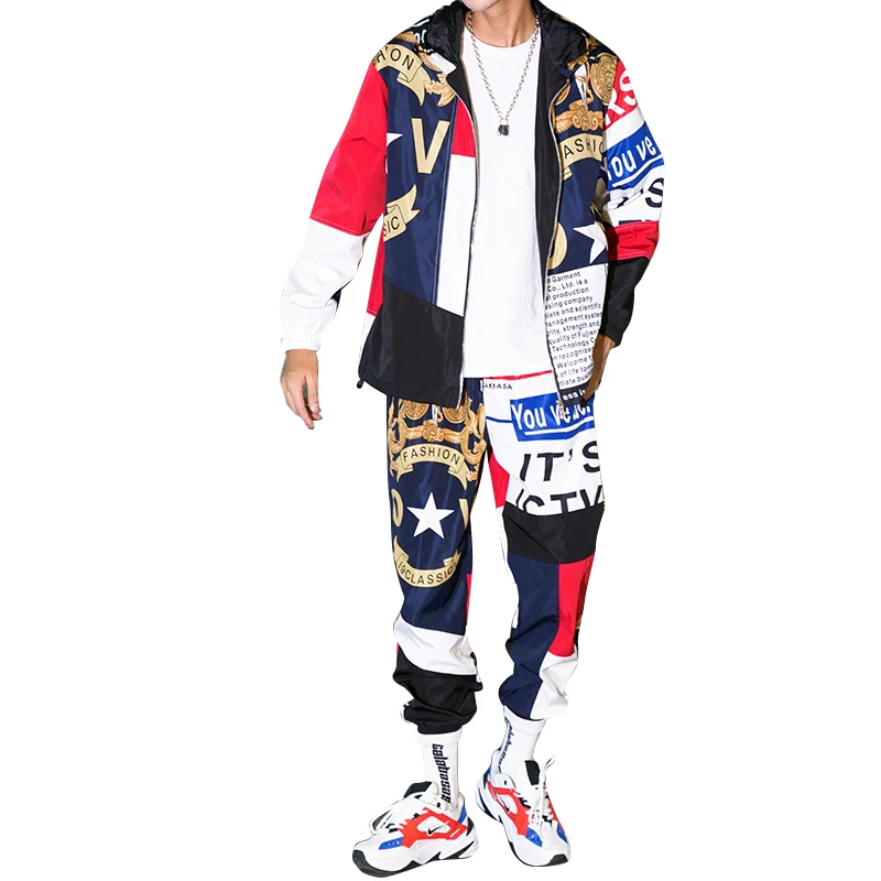 

Hip-hop Motion Suit Male Set Track Suits Sweatsuit Man Tracksuit Mens Set Pant Zipper Outwear 2PC Jacket+Pants Sets Spring 2020