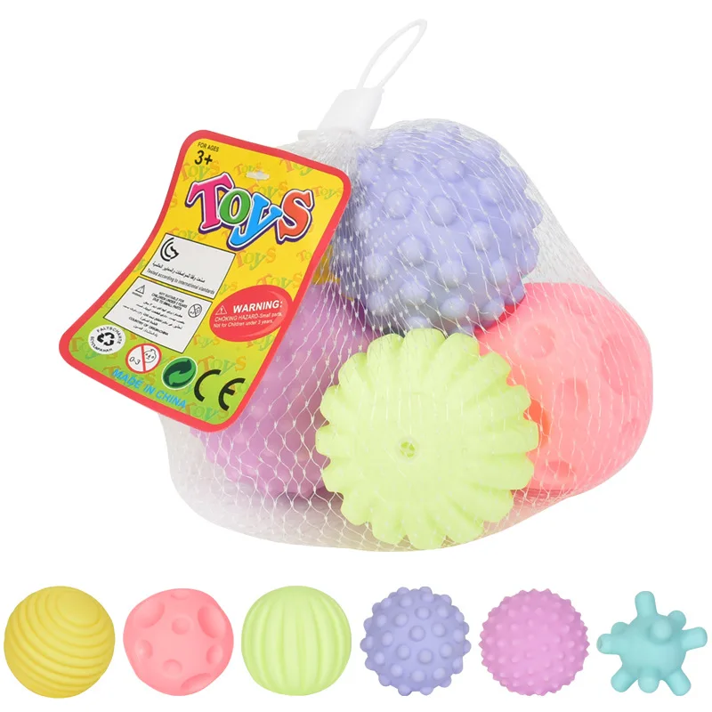 6Pcs/Set Baby Touch Hand Ball Toys Infant Training Massage Soft Rubber Textured Multi Sensory Tactile Pinch Bath Toy | Игрушки и хобби