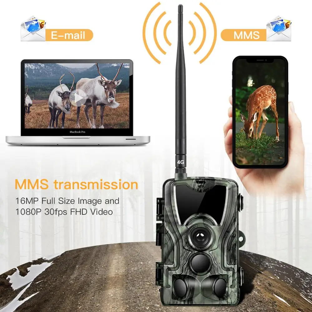 Охотничья камера HC801 2G 3G 4G MMS/SMS/e mail 20 МП 1080P ночное видение тропическая 0 3 s триггер