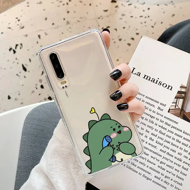 

Cute little dinosaur Phone Case Transparent for Huawei P20 P30 P40 lite pro P smart 2019 honor 8x 10i