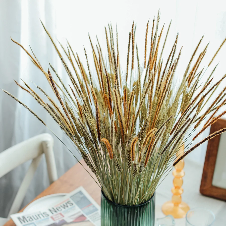 

Natural Dried Flowers Wheat Ear Pampas Grass Plush Bouquet Fashion Nordic Home Decor Mariage Decorative Party Garden Decoration