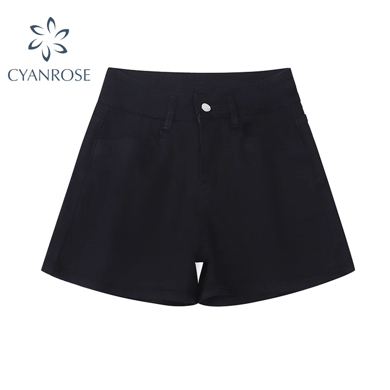 Шорты женские джинсовые с загнутым подолом повседневные свободные завышенной